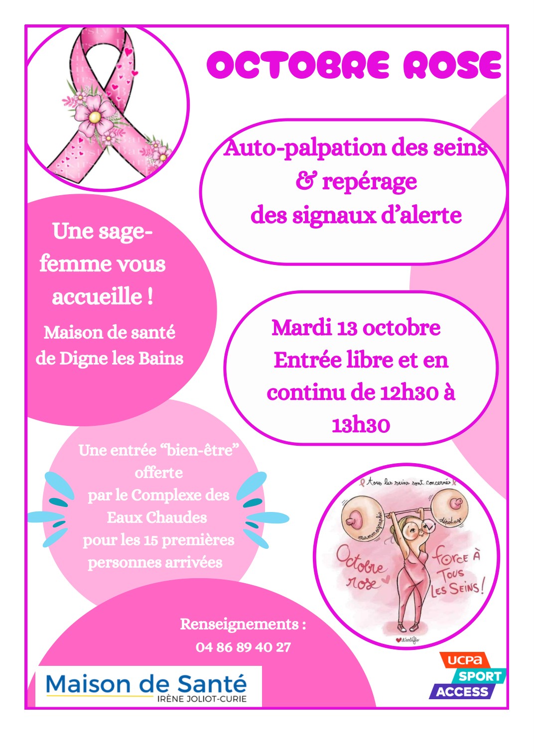Octobre Rose : atelier à la Maison de santé de Digne-les-Bains le 13 octobre 2026