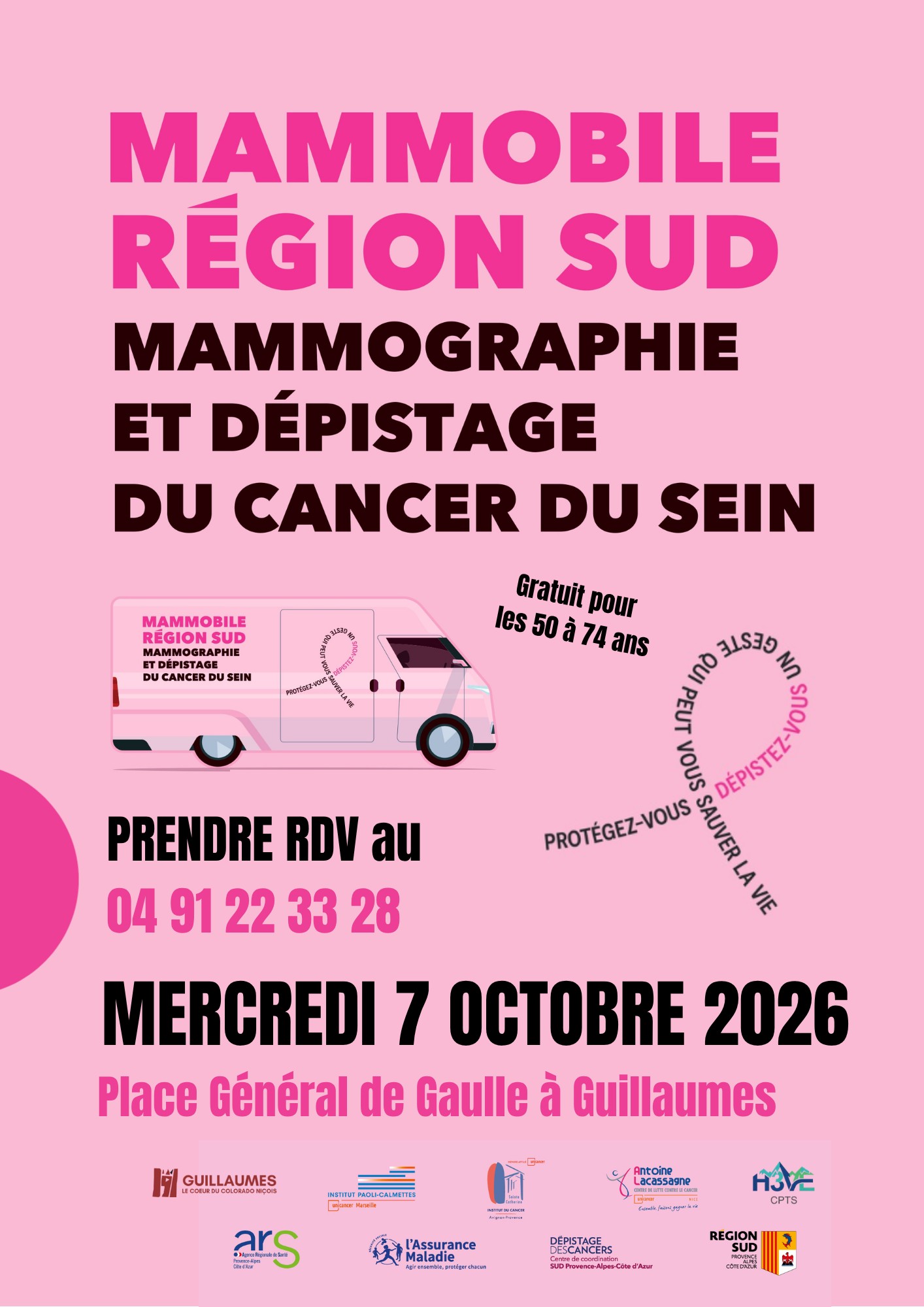 Mammobile Région Sud : dépistage à Guillaumes le 7 octobre 2026