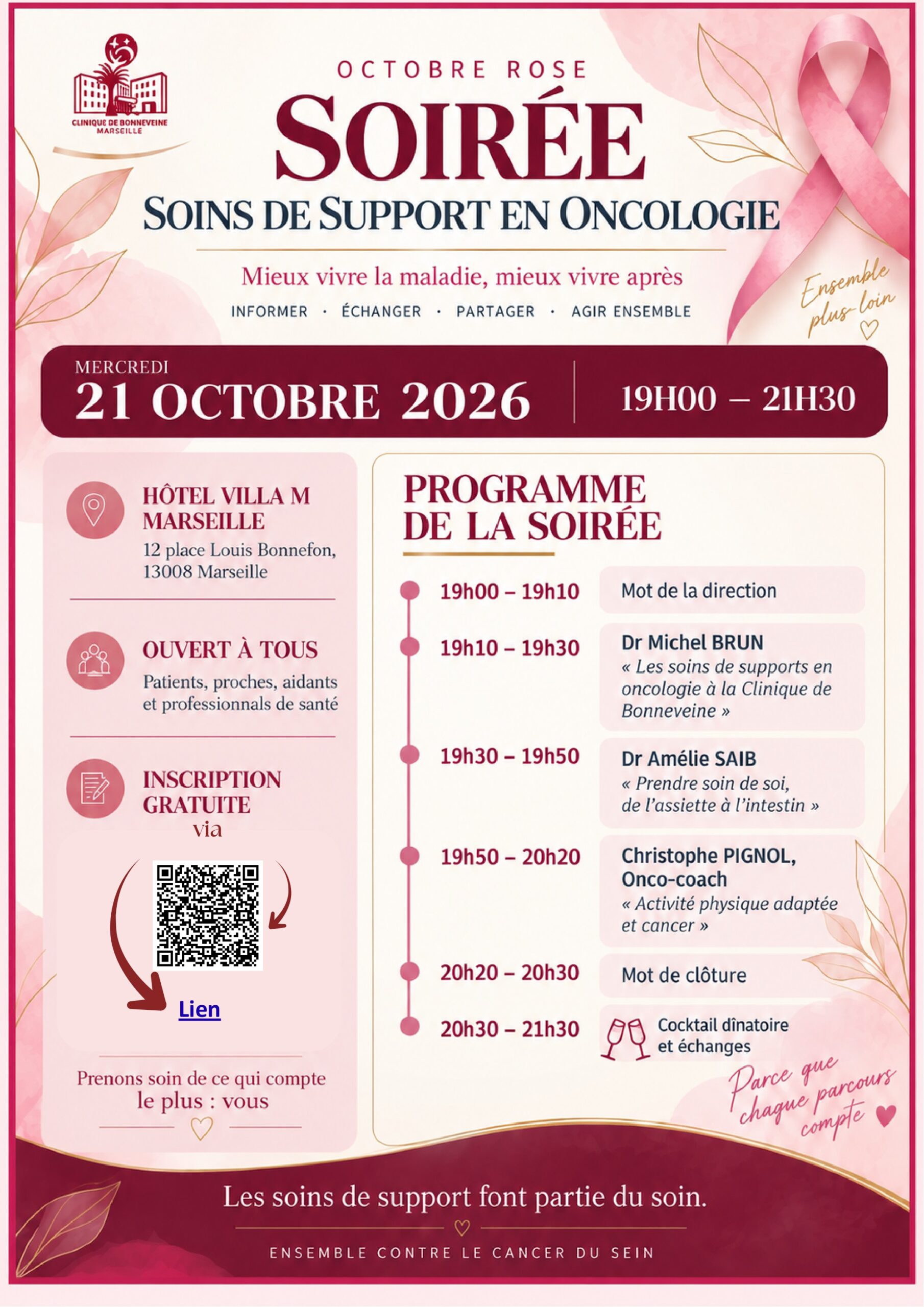 Soirée soins de support en oncologie à Marseille le 21 octobre 2026