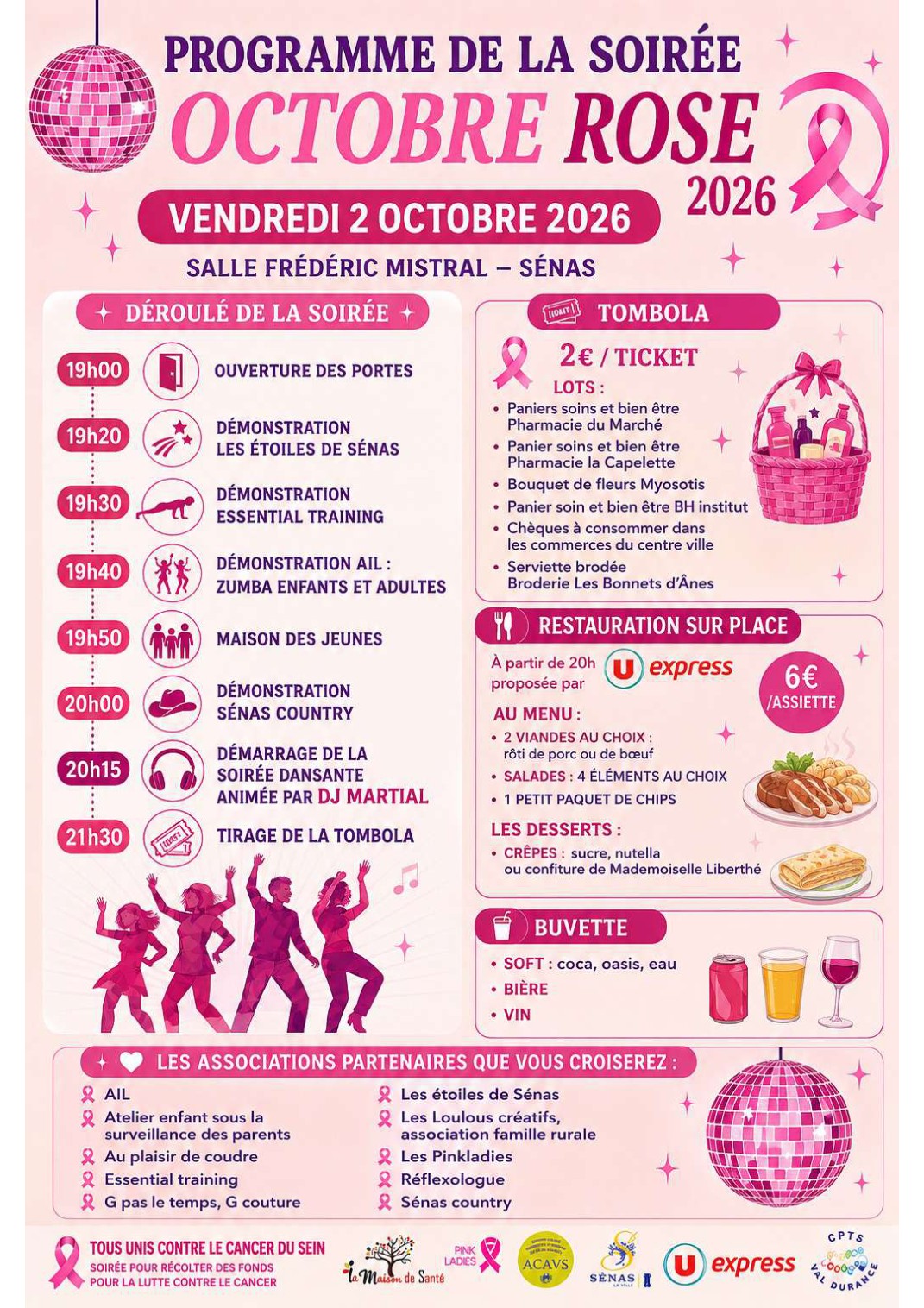 Sénas — programme de la soirée — 2 octobre 2026 — à partir de 19 h